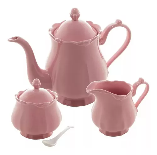 Conjunto de xícaras e bule de porcelana para chá ou café 15 peças