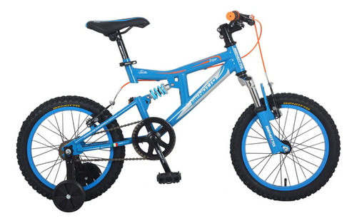 Mountain bike infantil Benotto Montaña Sniper R16 Único frenos v-brakes color azul/gris con ruedas de entrenamiento