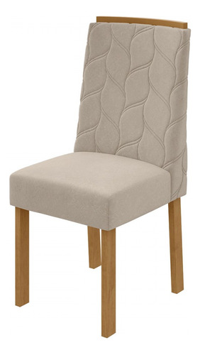 Kit 4 Cadeiras Astrid Amêndoa Clean/veludo Naturale Creme