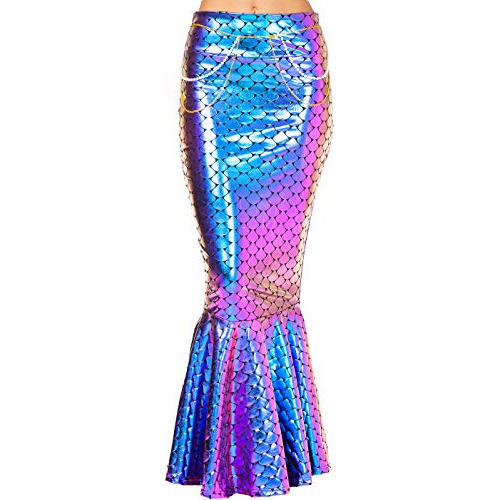 Adulto Metallic Holograma Shiny Mermaid Falda Traje Pla...