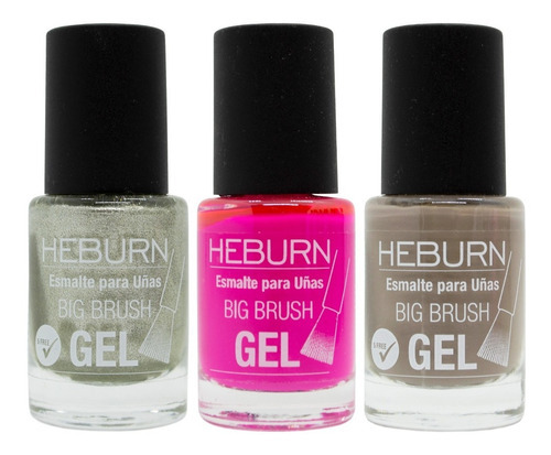 Heburn Set 3 Esmaltes Uñas Efecto Gel Manicuria Sin Cabina Color A eleccion