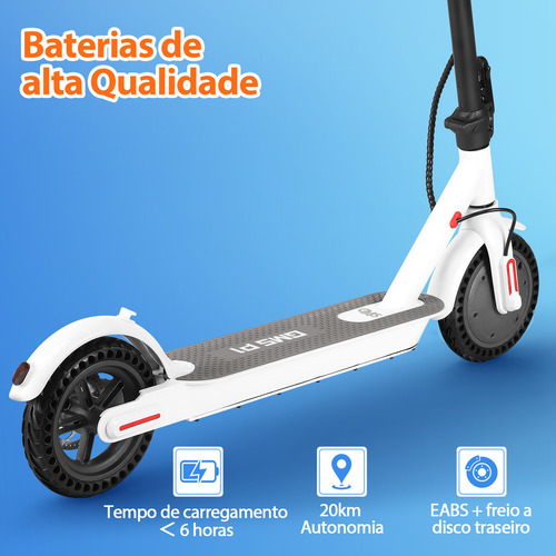 Gm5 P1 Patinete Elétrico Adulto, 400 W De Potência Máxima, 25 Km/h Velocidade Máxima, Autonomia De 20 Km Com Uma Carga Completa, Scooter Eletrica Dobrável Com Aplicativo Bluetooth Branco