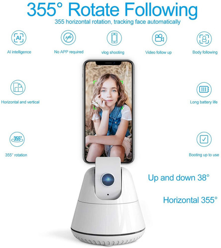 Imagen 2 de 6 de Palo De Selfie Giratorio De 355º Para Telefonos (blanco)