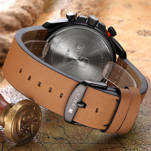 Curren 8259 Casual Relógio Moda Quartz Relógio De Pulso Pret