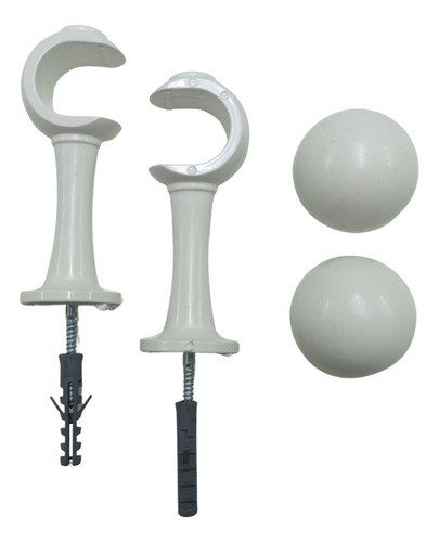 Suporte Varão Cortina Simples 28mm Par Com Ponteira Cor Branco