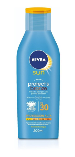 Imagen 1 de 1 de Protector Solar Nivea Protect & Bronze Fps 30 200 Ml