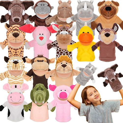 Halloscume 16 Marionetas De Mano De Animales Con Boca Movib.