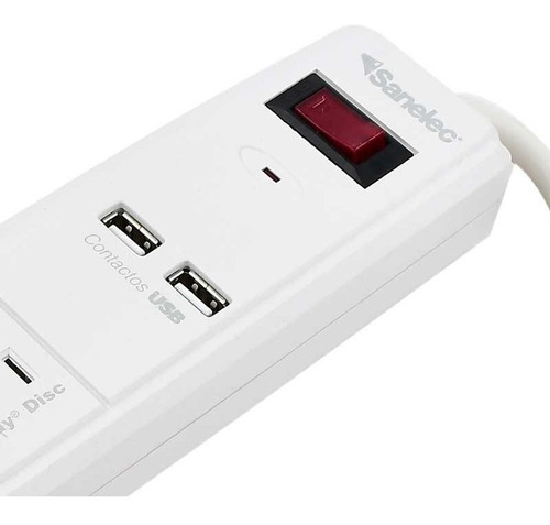Multicontacto Sanelec 6 Contactos 2 Usb Y Supresor De Picos