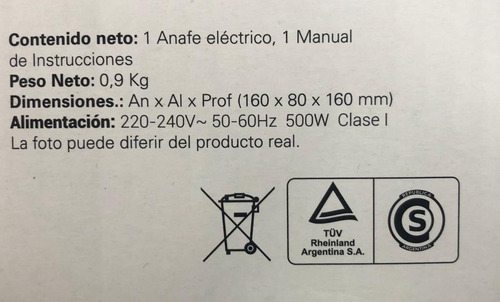 Imagen 2 de 2 de Anafe Eléctrico Sansei Ansn1mwn 500w