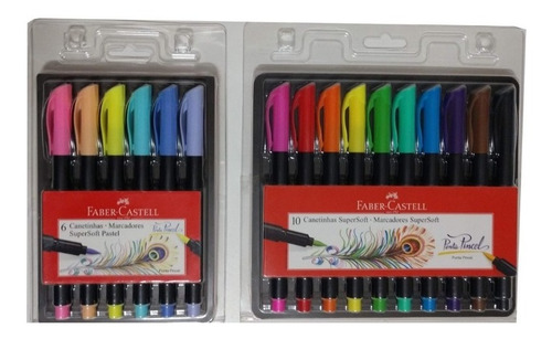 Kit Caneta Brush Pen Faber Castell + Brush Tom Pastel