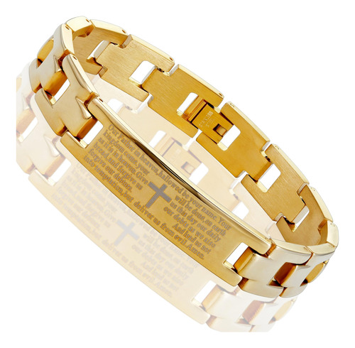 Urban Jewelry Lords Prayer Cross - Brazalete De Eslabones De