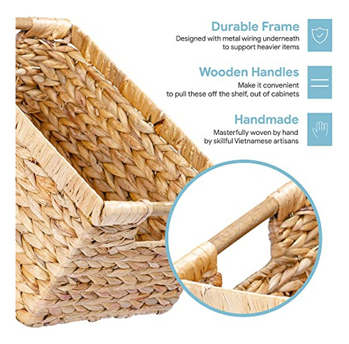 Cesta Rectangular De Mimbre Grande Para Organizar En Estante