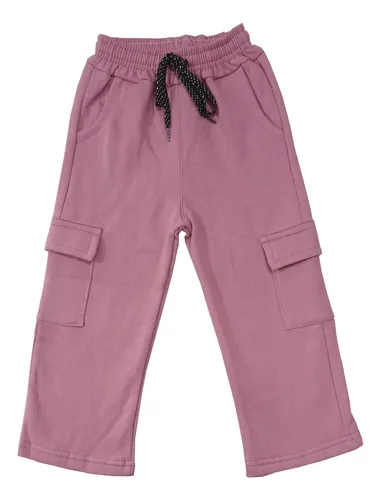 Pantalon Palazo Cargo Algodon Frizado Para Niñas
