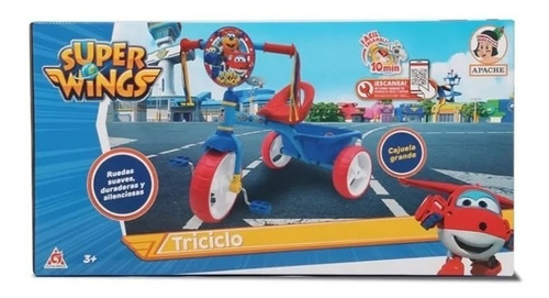 Triciclo Apache Super Wings 911 Con Barra De Empuje Color Azul