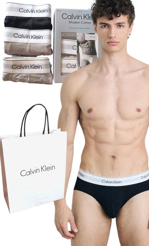 3 Pack Brief Calvin Klein Algodon Classic Fit Trusa Bolsa Ms