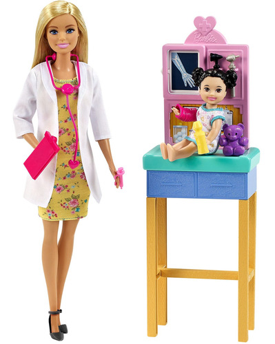 Juego De Pediatra Barbie, Muñeca Rubia (30,40 Cm ), A