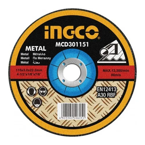 Ff 10 Disco Desbaste 4½ Abrasivo Ingco 6mm Metal Mgd601151