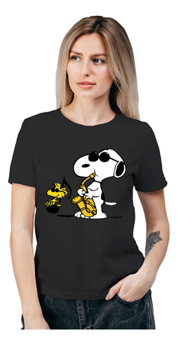 Polera Mujer Snoopy Woodstock Jazz Algodon Organico Wiwi