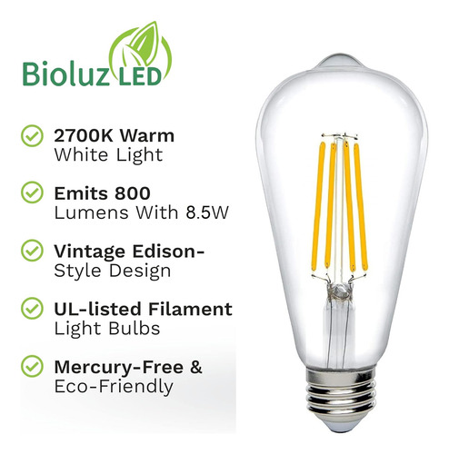 Foco Led Antiguo Con Filamento E26 Regulable 7w