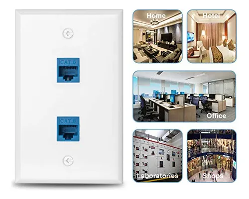 Ubrand 1 Paquete Placa De Pared Ethernet Cat6 2 Puertos Rj45