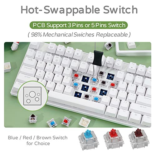 Teclado Mecánico Inalámbrico Rk87, Tkl Del 75%, Inter...