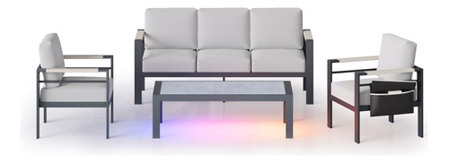 Muebles Aluminio Led, 4 Piezas Mármol 5 Personas, Sofá Cojin