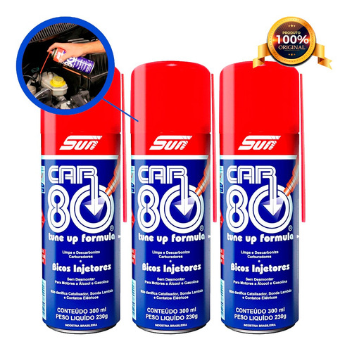 Kit 3 Descarbonizante Car80 Limpa Bico Carburador Tbi Car 80