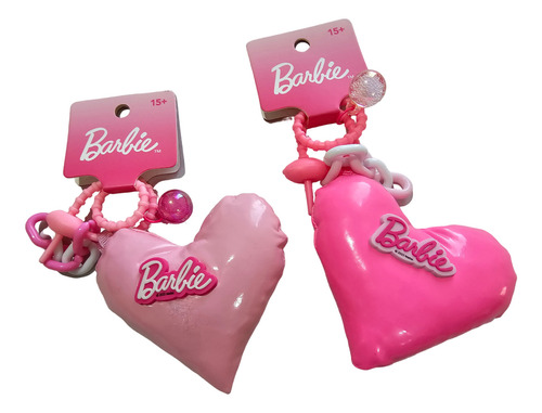 Llavero Barbie Corazón Pink Sponge X2 Pz. Original Mattel
