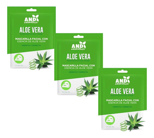 Pack De 3 Mascarillas Faciales Con Esencia De Aloe Vera Mixta