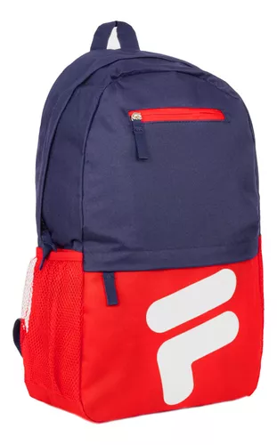 Mochila Fila First Azul Con Rojo Backpack Diseño de la tela Liso