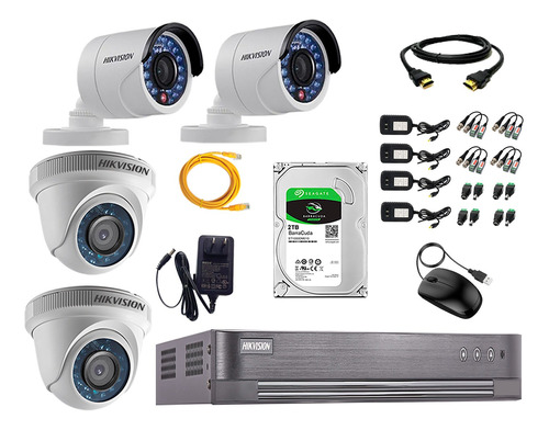 Kit 4 Camaras De Seguridad Full Hd 1080p Hikvision 2tb P2p