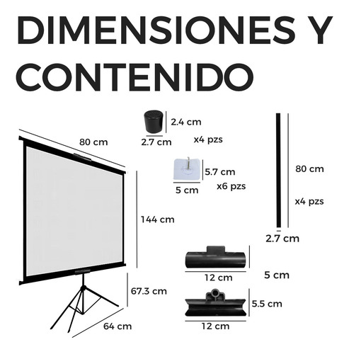 Pantalla De Proyección Hd 60'' Con Trípode Cortina Proyector