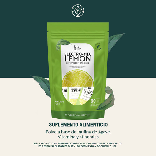 Life360+ Electro-mix Effervescent Drink Limón 30 Sobres