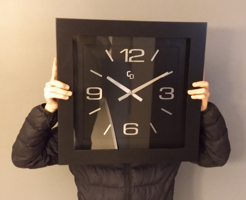 Reloj De Pared 45x45x5 Laqueado Negro