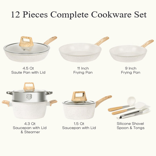 Conjunto De Utensílios De Cozinha Soday White Granite Antiad