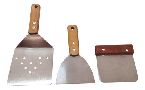 Kit De Espátulas De Acero Inoxidable Con Mango De Madera Acero Inoxidable
