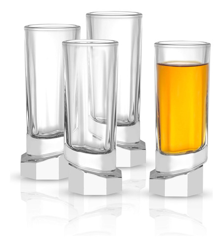 4 Vaso Chupito Cristal Redondo Transparente Base 1 2