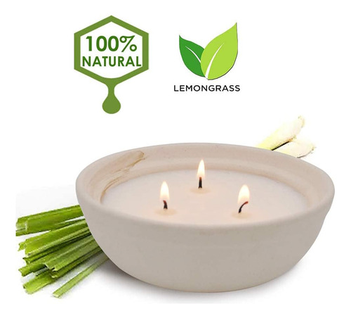 Velas De Citronela En Recipiente Grueso De Cerámica, Vela De