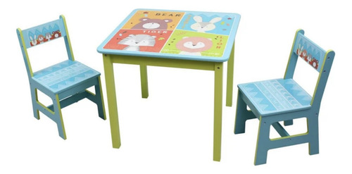 Juego De Mesa Y Silla Comedor Para Niños De Animalitos Zoo