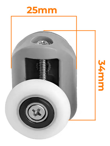 Rueda Simple Superior X4 Inomax Para Mampara Corrediza De Box De Ducha, Recta O Curva, Vidrios De 4 A 6 Mm