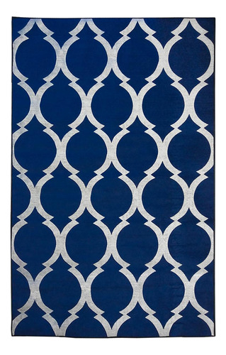Tapete Sala Decorativo 50x100 Cm Geometrico Arabesco Azul
