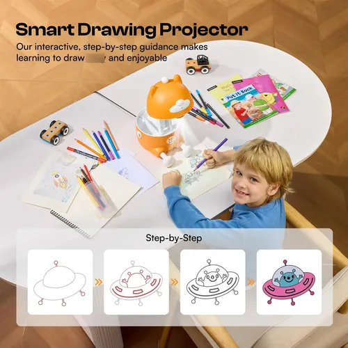 Proyector De Dibujo Inteligente Con Bluetooth Y WiFi – Soporte Metálico De 360° Para Trazar En Lienzo O Pared, Resolución 640x480 Y Tamaño Ajustable De 18 A 200 Cm