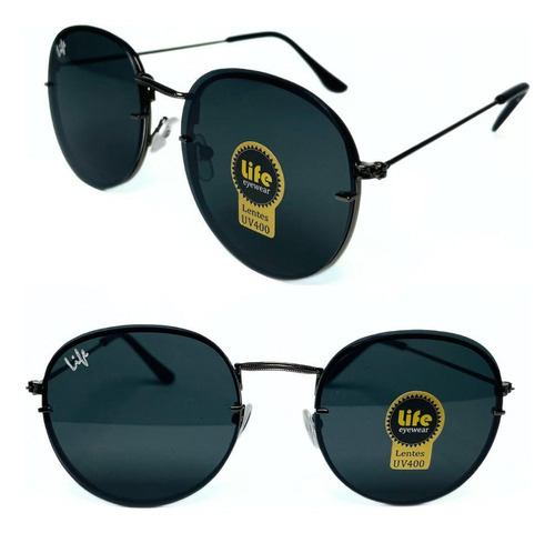 Óculos De Sol Life Inspiration Round Preto
