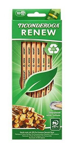 Dixon Ticonderoga Renew Número Reciclado 2 Lápices, Natural,