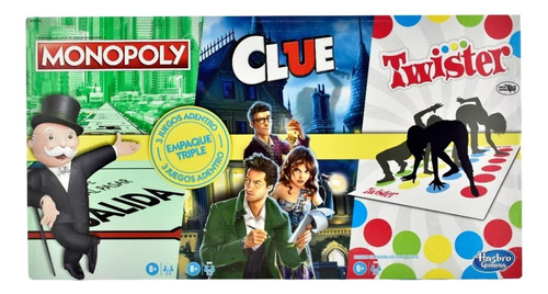 Monopoly Clue Twister Empaque Triple Juegos De Mesa Hasbro