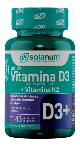 Vitamina D3 + Vitamina K2 Aceite De Linaza Solanum 45 Caps