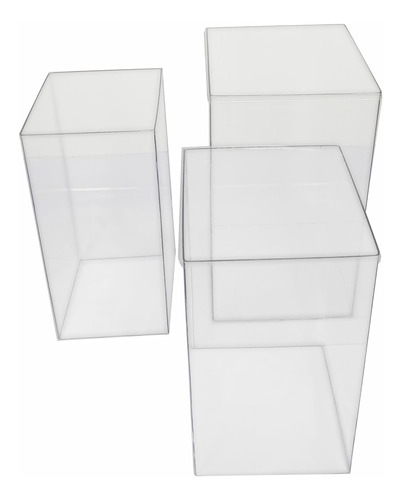 Kit 3 Mesas Cubos 100% Transparente Para Decoração De Festas