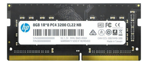 Memoria Ram Ddr4 8gb P/laptop 3200mhz Hp S1series 2e2m5aa