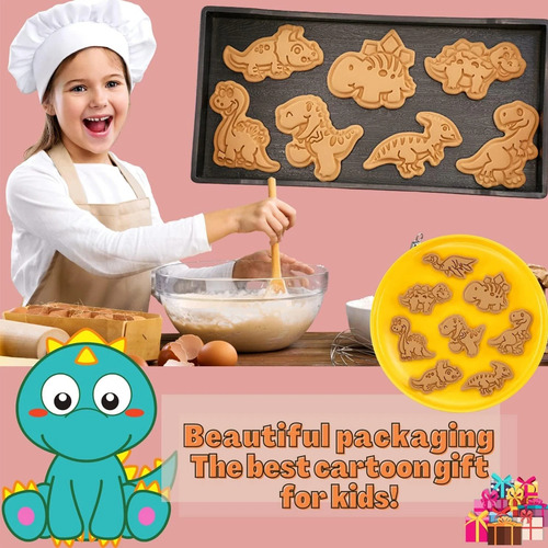 Juego De 8 Moldes Para Galletas Con Dibujos Animados De Dino
