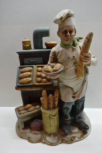 Antigua Figura Biscuit Monti Piero Maestro Panadero Pan 